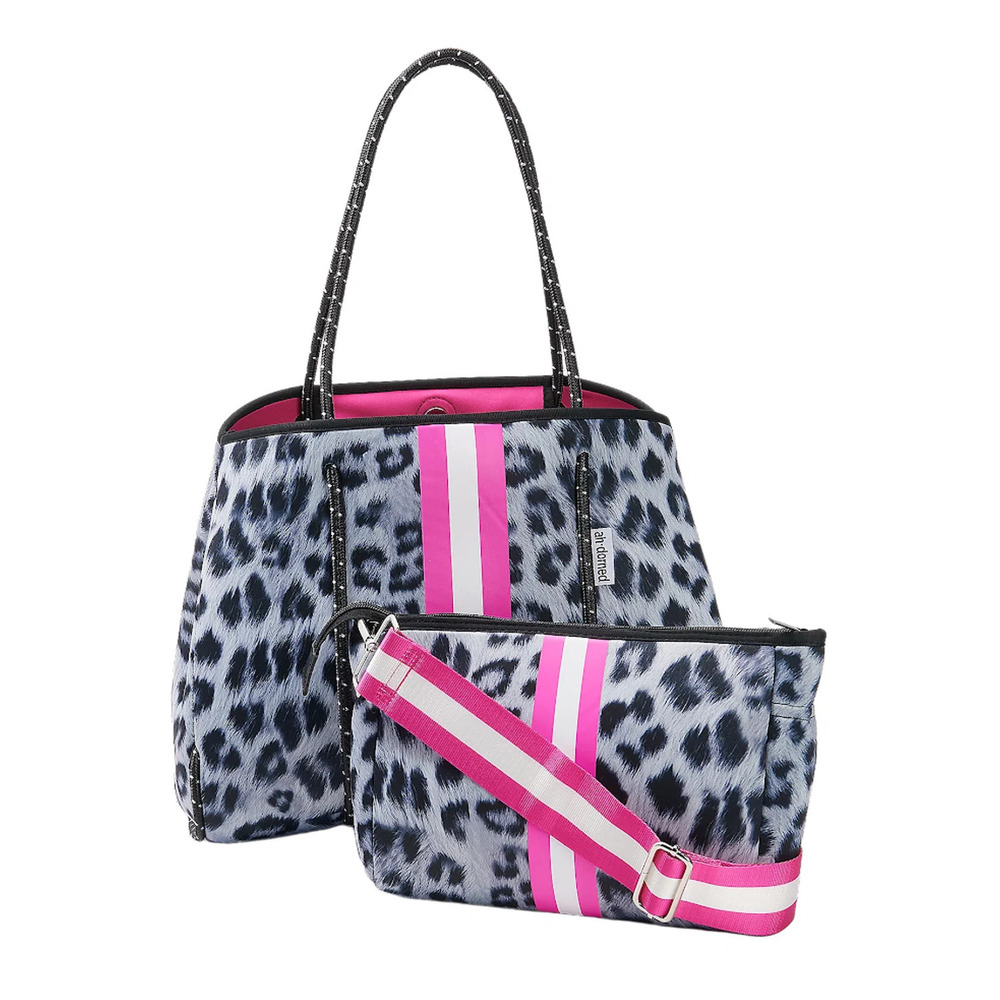 AHDORNED Neoprene Tote w/ Removable Pouch and Extra Strap Cheetah